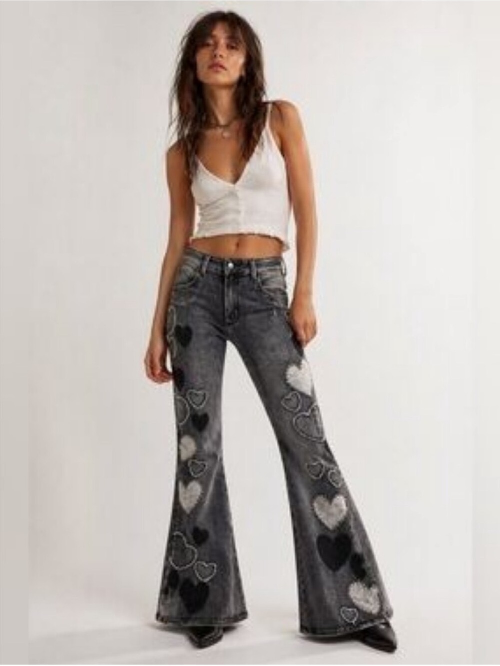 OLI & HALI Grommet HEART DENIM‎ JEANS Size Large